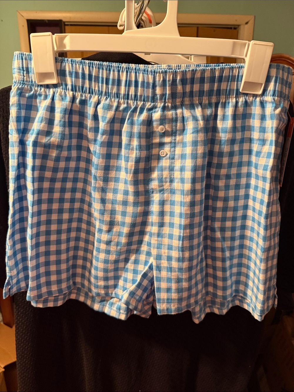 Colsie Blue and White Gingham Lounge Shorts